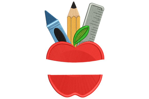 Apple with School Supplies: An Embroidery Design Review