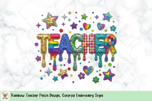 Rainbow Teacher Patch: Colorful Holiday Embroidery
